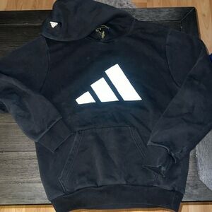 Adidas no word logo Sweatshirt Hoodie with elastic pulls front pockets. Size S